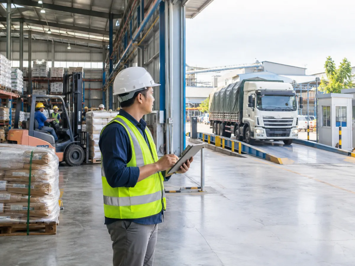 Factory System dashboard with production tracking and truck scale integration